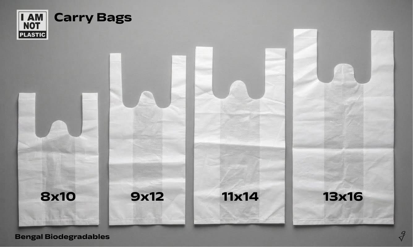 Bengal Biodegradables W-cut carry bag line-up